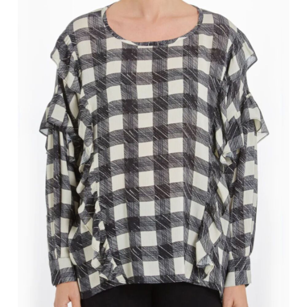 AG Adriano Goldschmied Women's Bijou Top Size Medium in True Black/Moon Glade